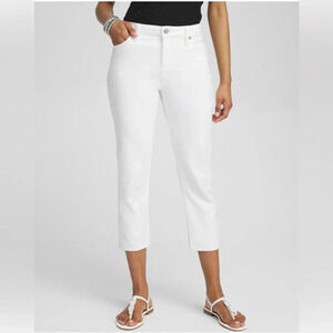 Chico’s So Slimming No Stain Girlfriend Cropped Jeans Alabaster White Sz 12 NEW